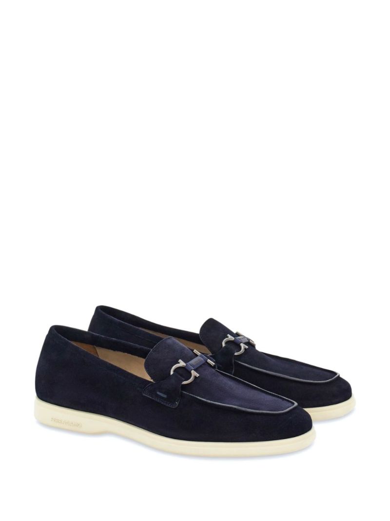 Blue Gancini Suede Loafers