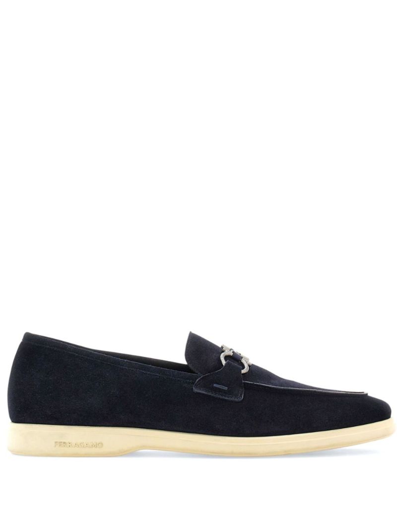 Blue Gancini Suede Loafers