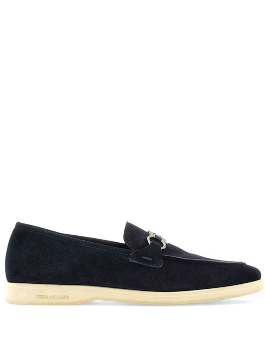 Blue Gancini Suede Loafers
