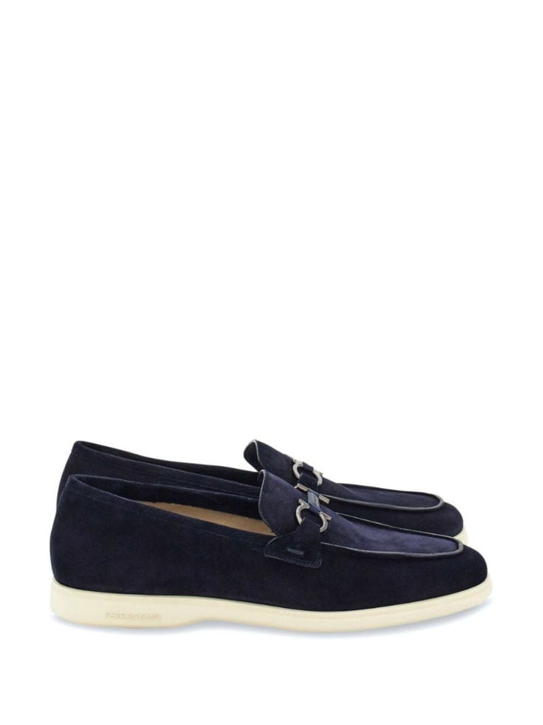 Blue Gancini Suede Loafers