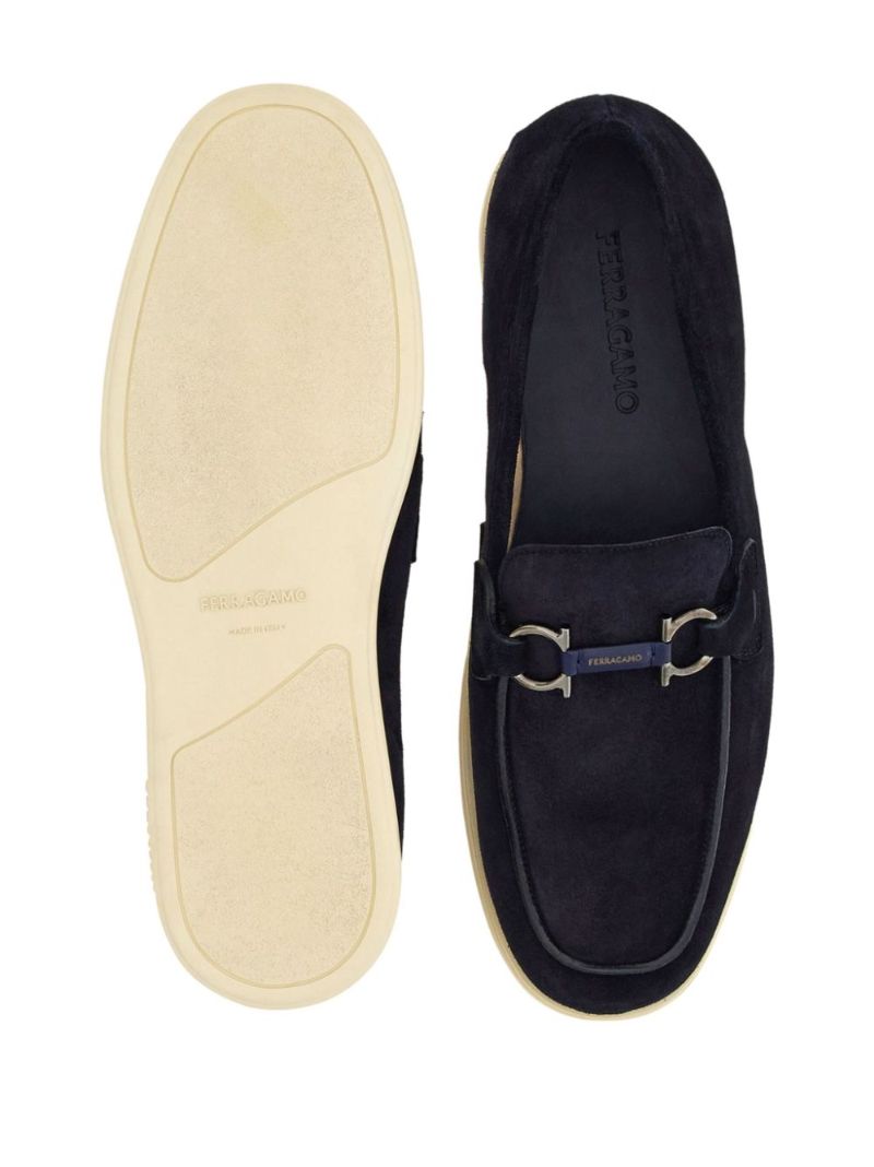 Blue Gancini Suede Loafers