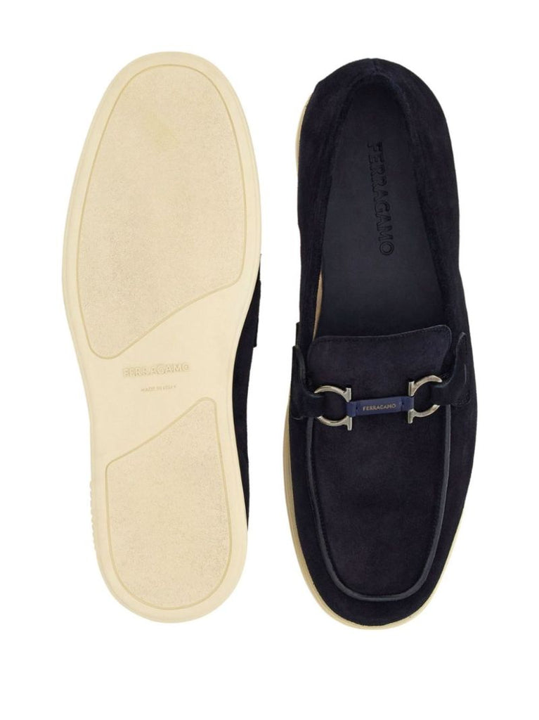 Blue Gancini Suede Loafers