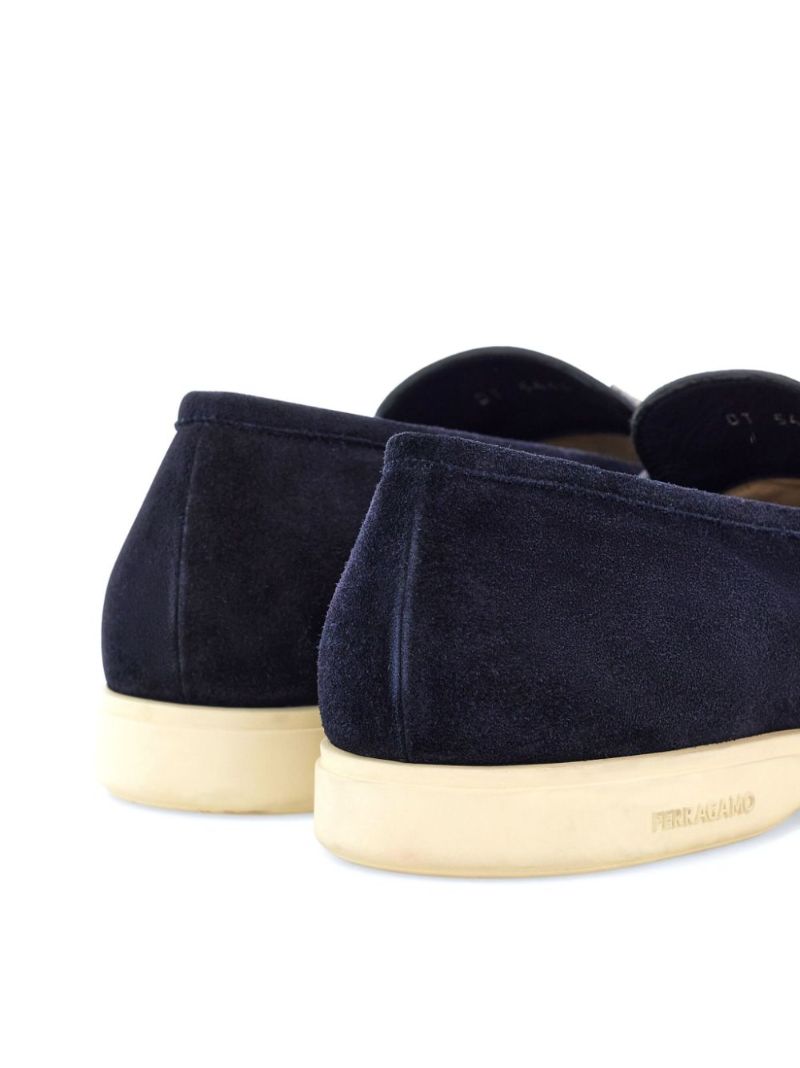Blue Gancini Suede Loafers
