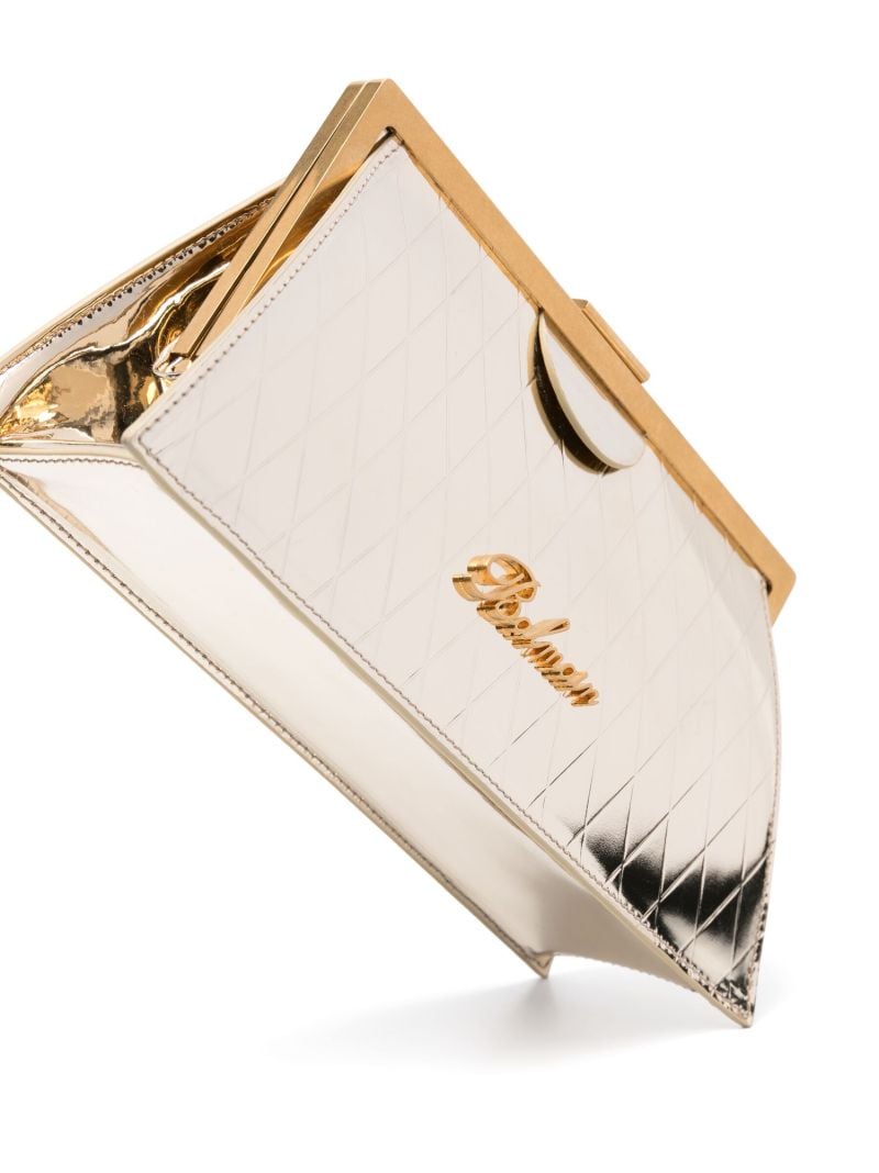 Gold-tone Diamond-quilted Leather Clutch Bag