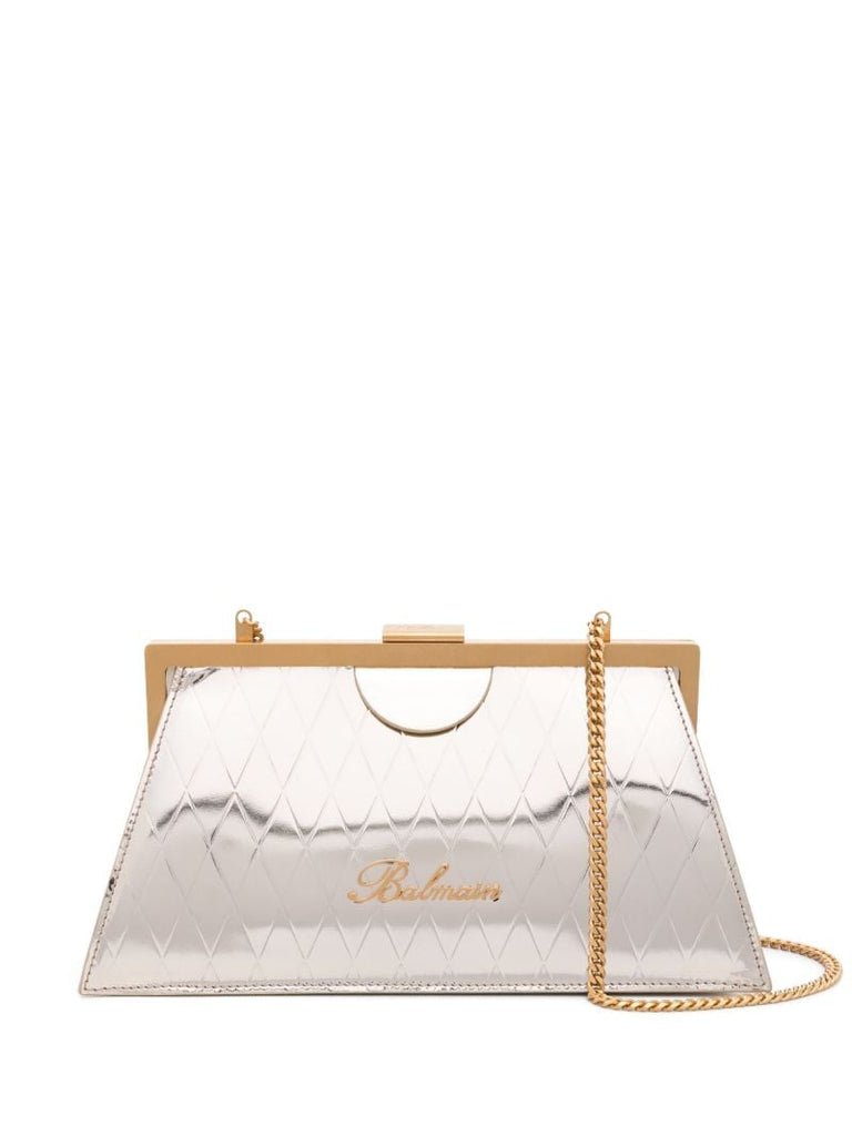 Gold-tone Diamond-quilted Leather Clutch Bag