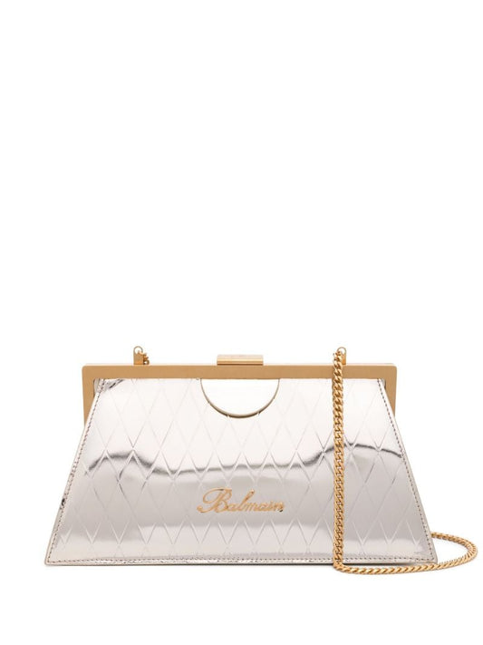 Gold-tone Diamond-quilted Leather Clutch Bag
