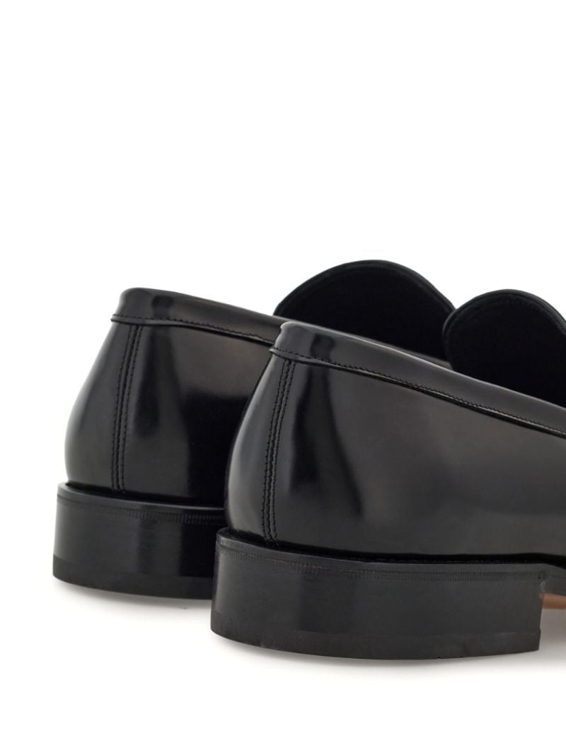 Black Gancini Leather Loafers