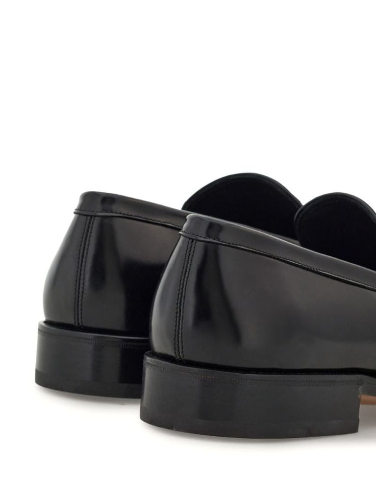 Black Gancini Leather Loafers