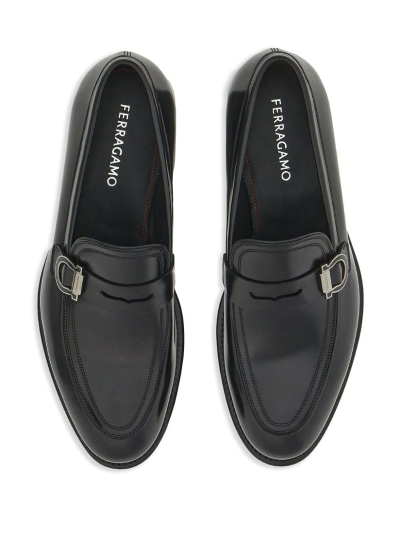 Black Gancini Leather Loafers