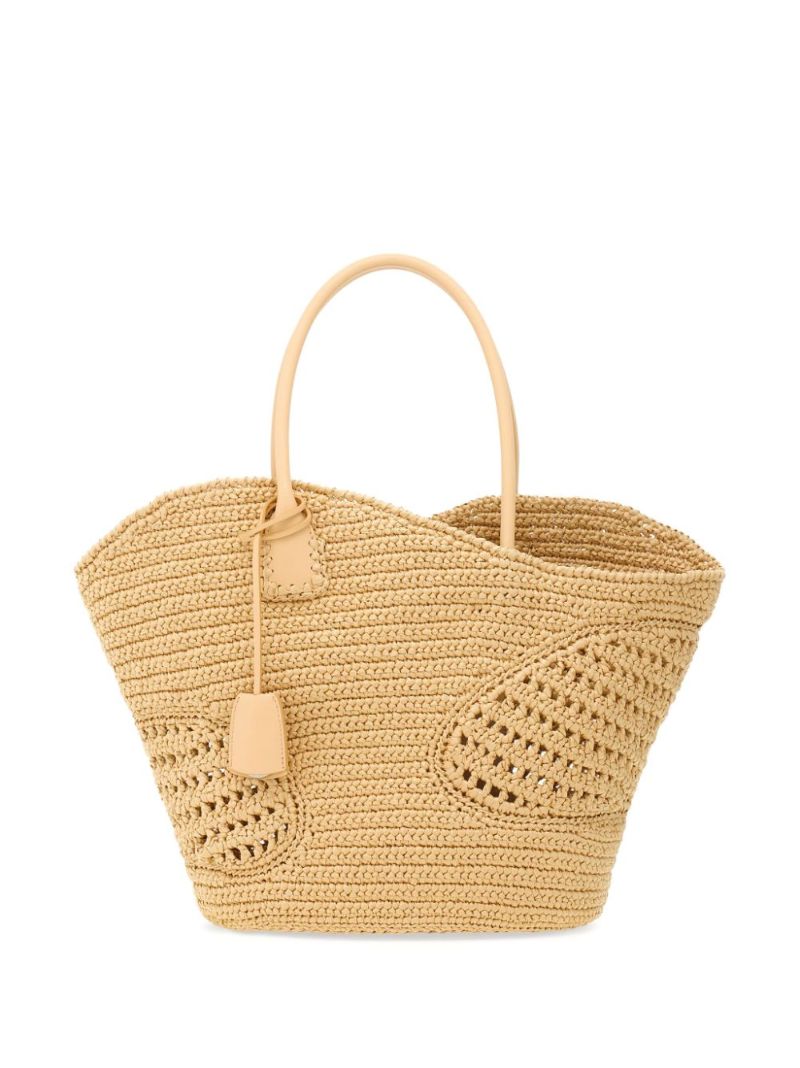 Neutral Cut-out Woven Tote Bag
