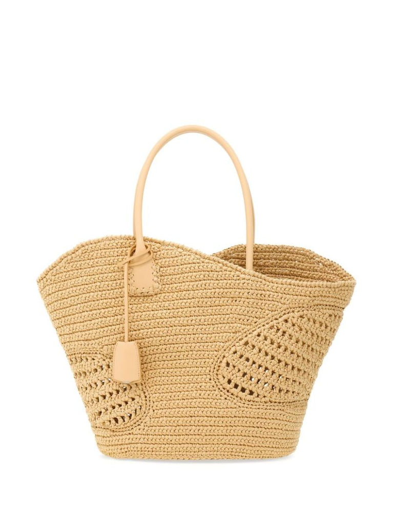 Neutral Cut-out Woven Tote Bag