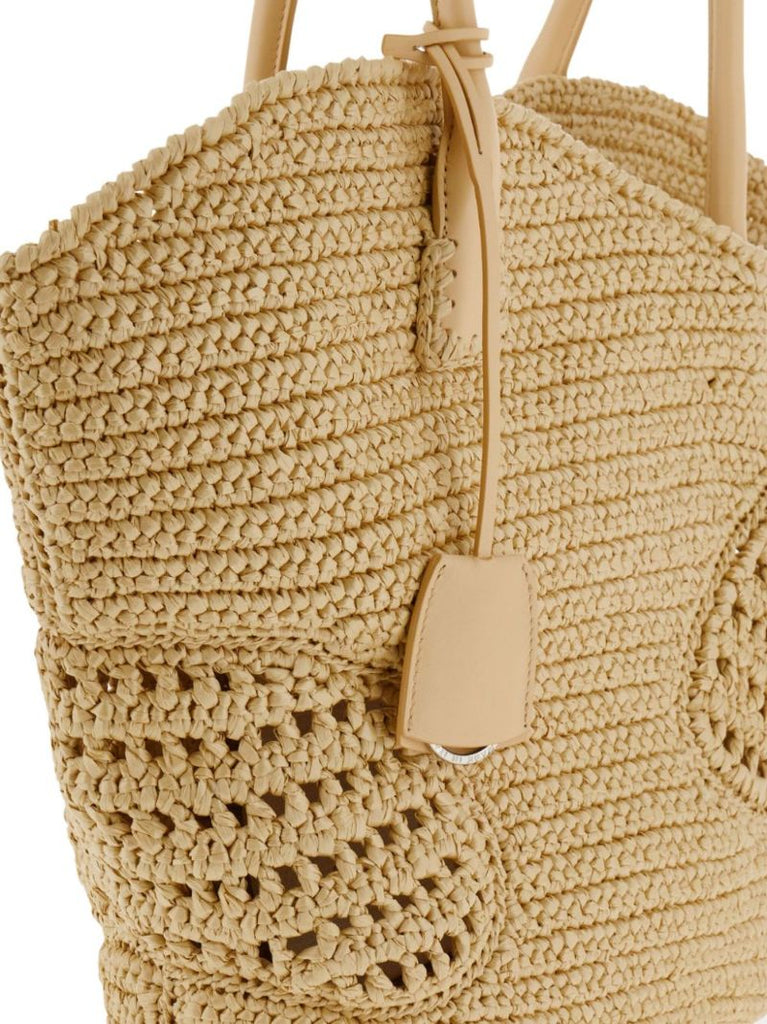 Neutral Cut-out Woven Tote Bag