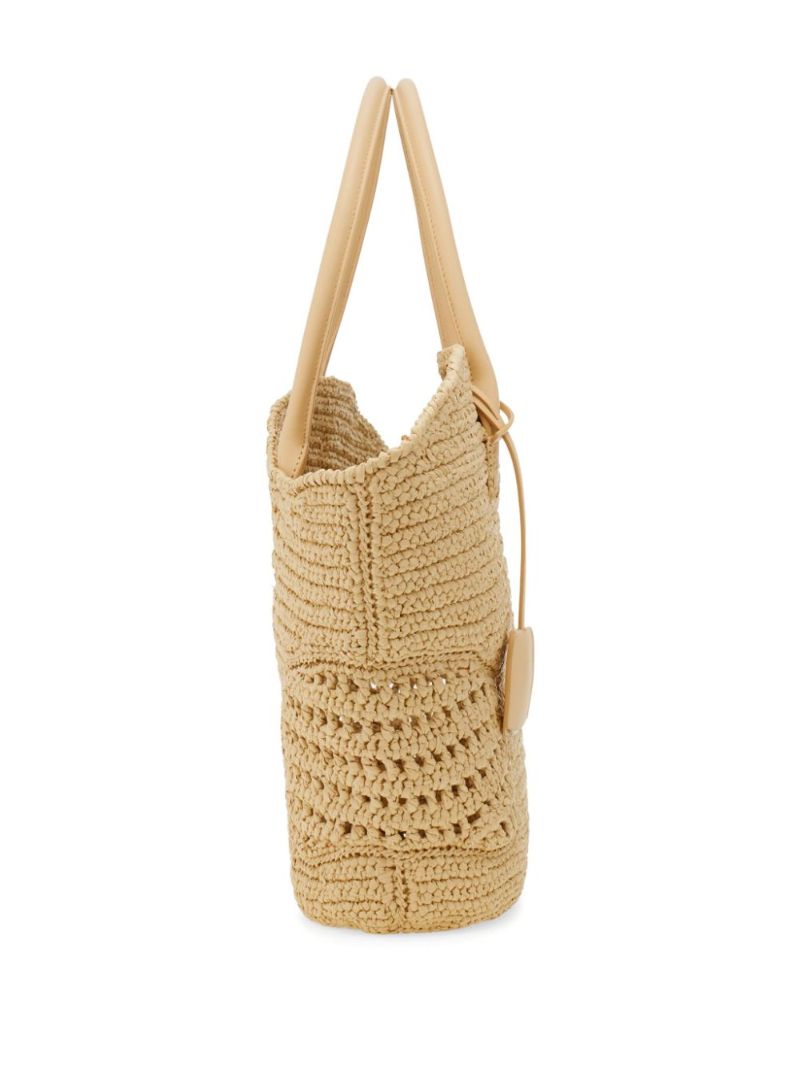 Neutral Cut-out Woven Tote Bag