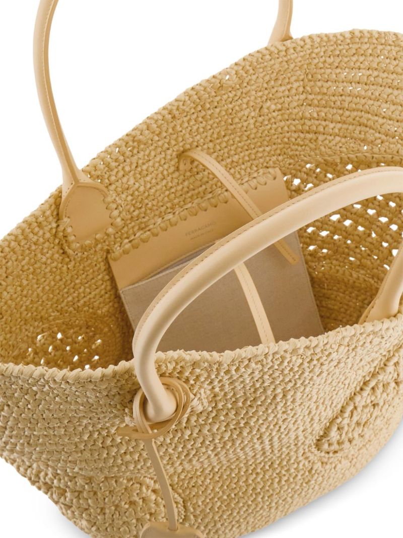 Neutral Cut-out Woven Tote Bag