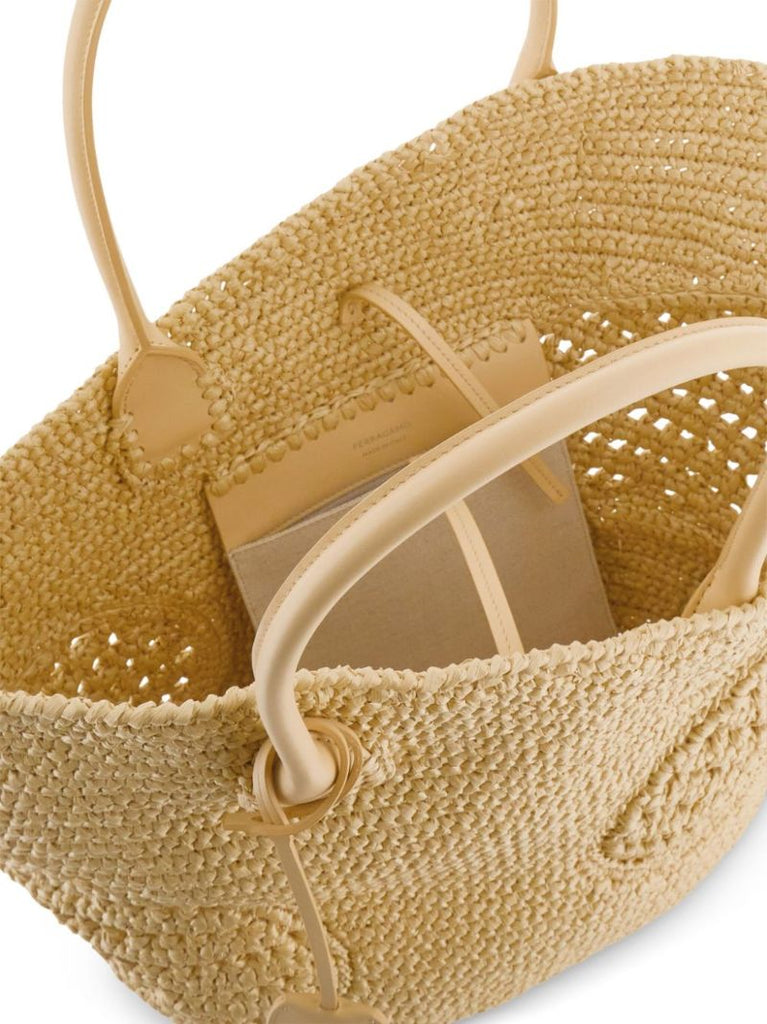 Neutral Cut-out Woven Tote Bag