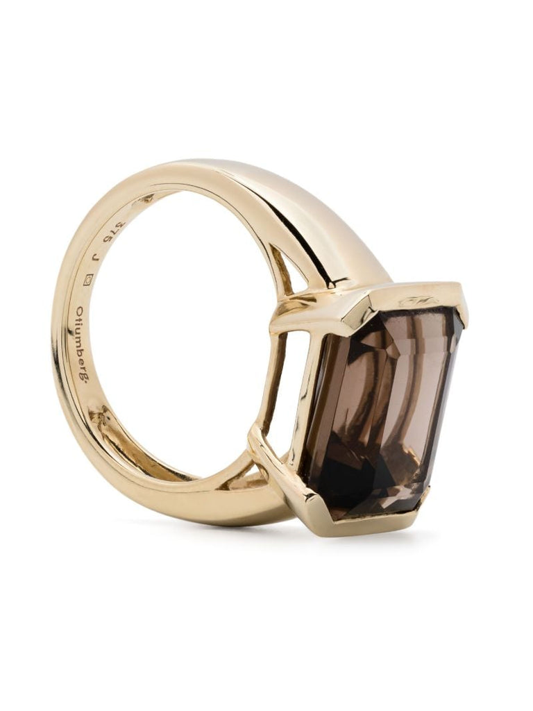 9k Yellow Gold Domino Quartz Ring