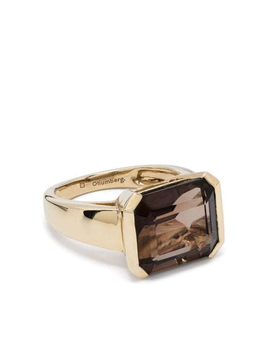 9k Yellow Gold Domino Quartz Ring