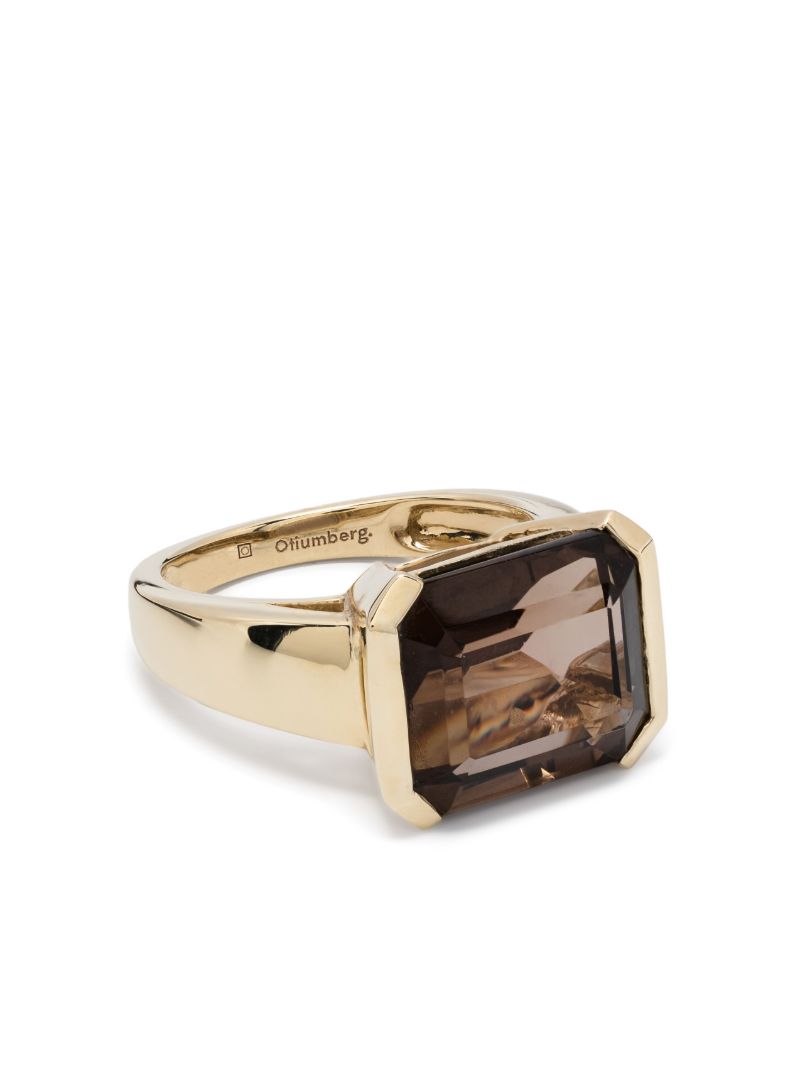 9k Yellow Gold Domino Quartz Ring