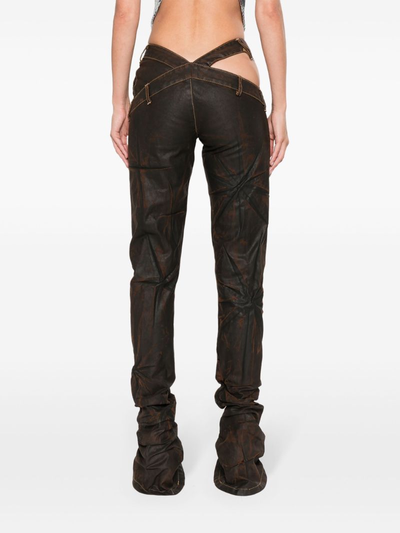 Brown Bias Cut Flared Trousers