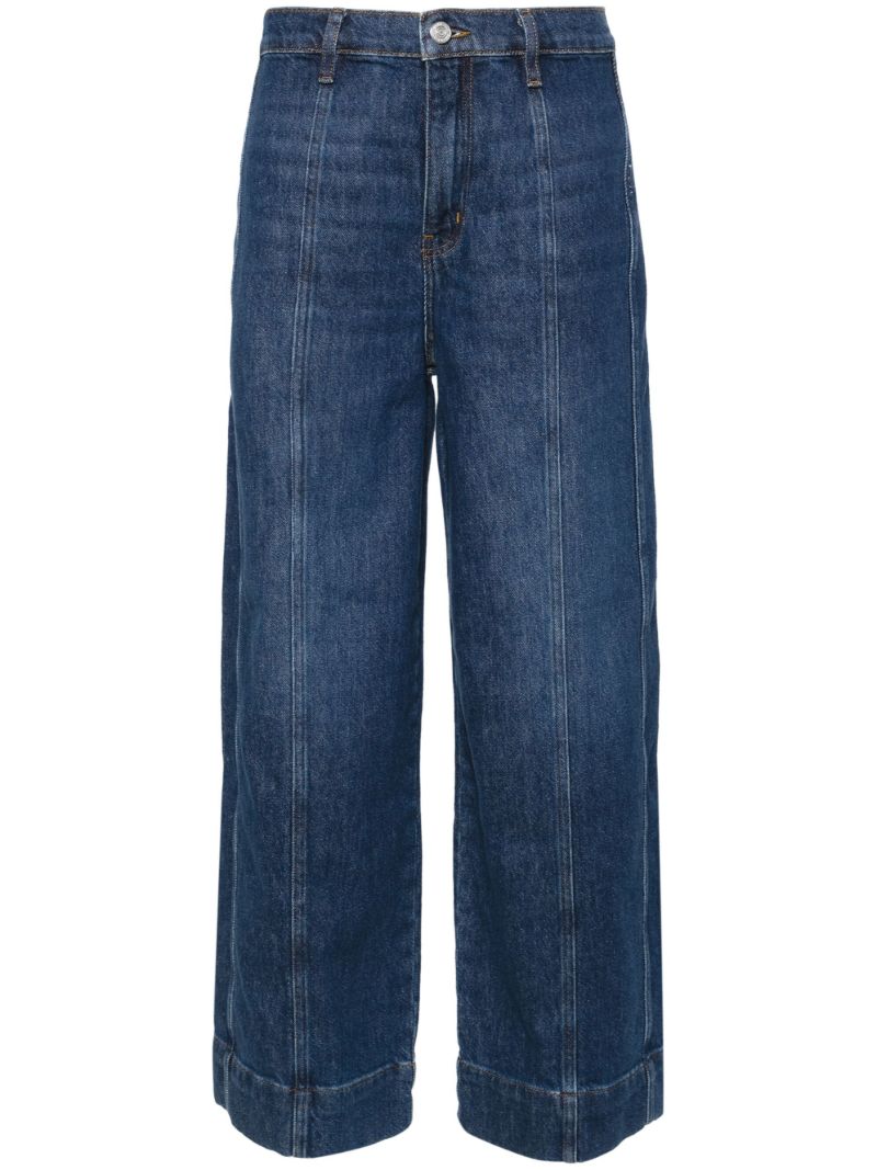 Dark Blue Wide Cropped Jeans