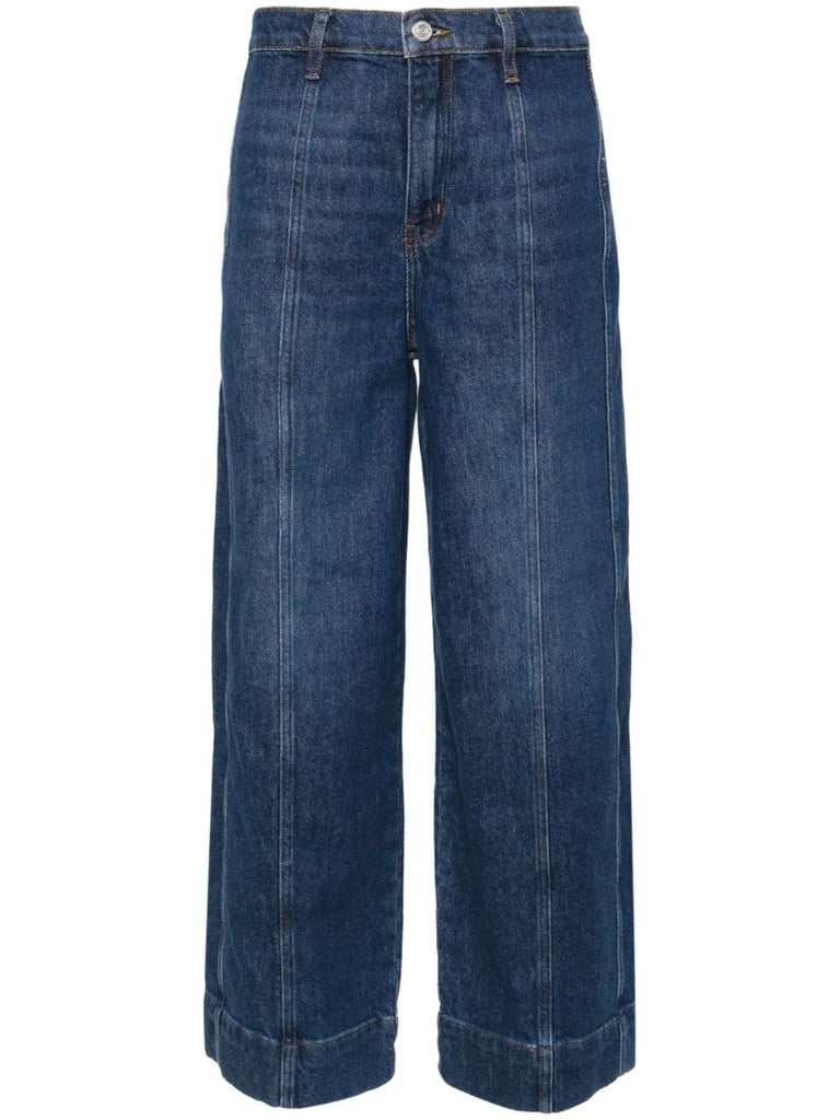 Dark Blue Wide Cropped Jeans