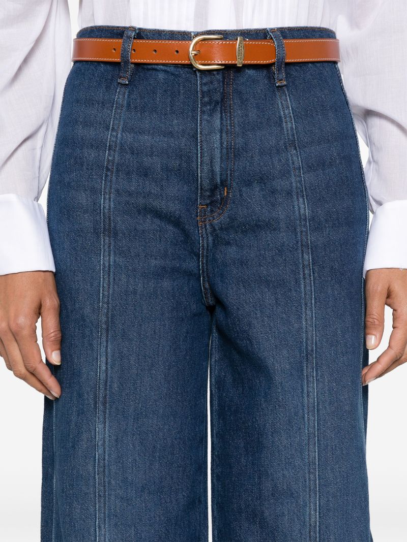 Dark Blue Wide Cropped Jeans