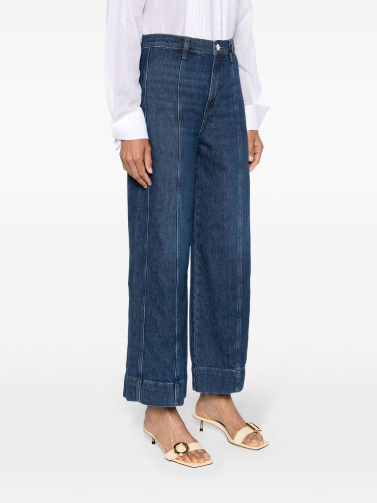 Dark Blue Wide Cropped Jeans