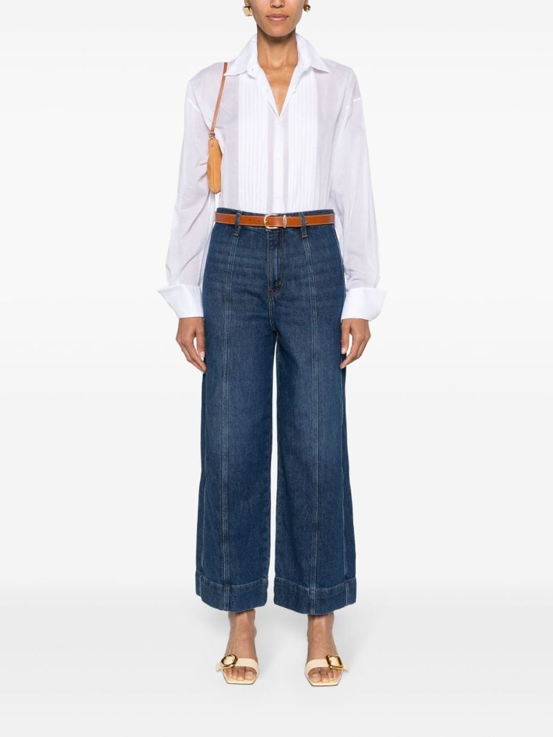 Dark Blue Wide Cropped Jeans
