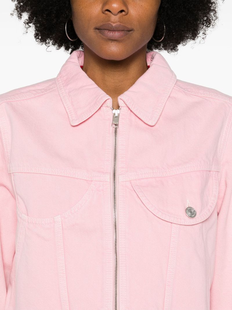 Pink Heart Cropped Denim Jacket
