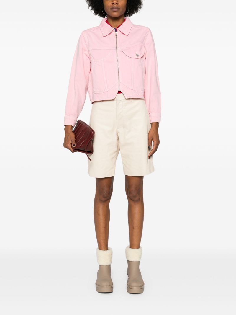 Pink Heart Cropped Denim Jacket