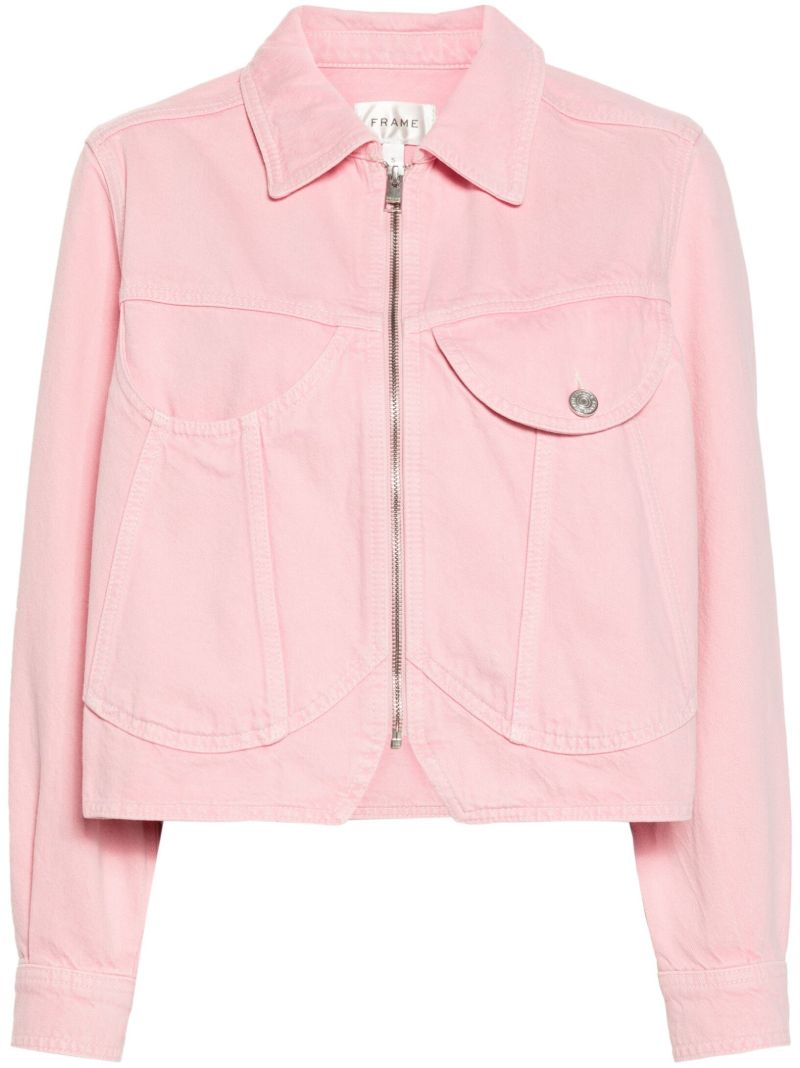 Pink Heart Cropped Denim Jacket