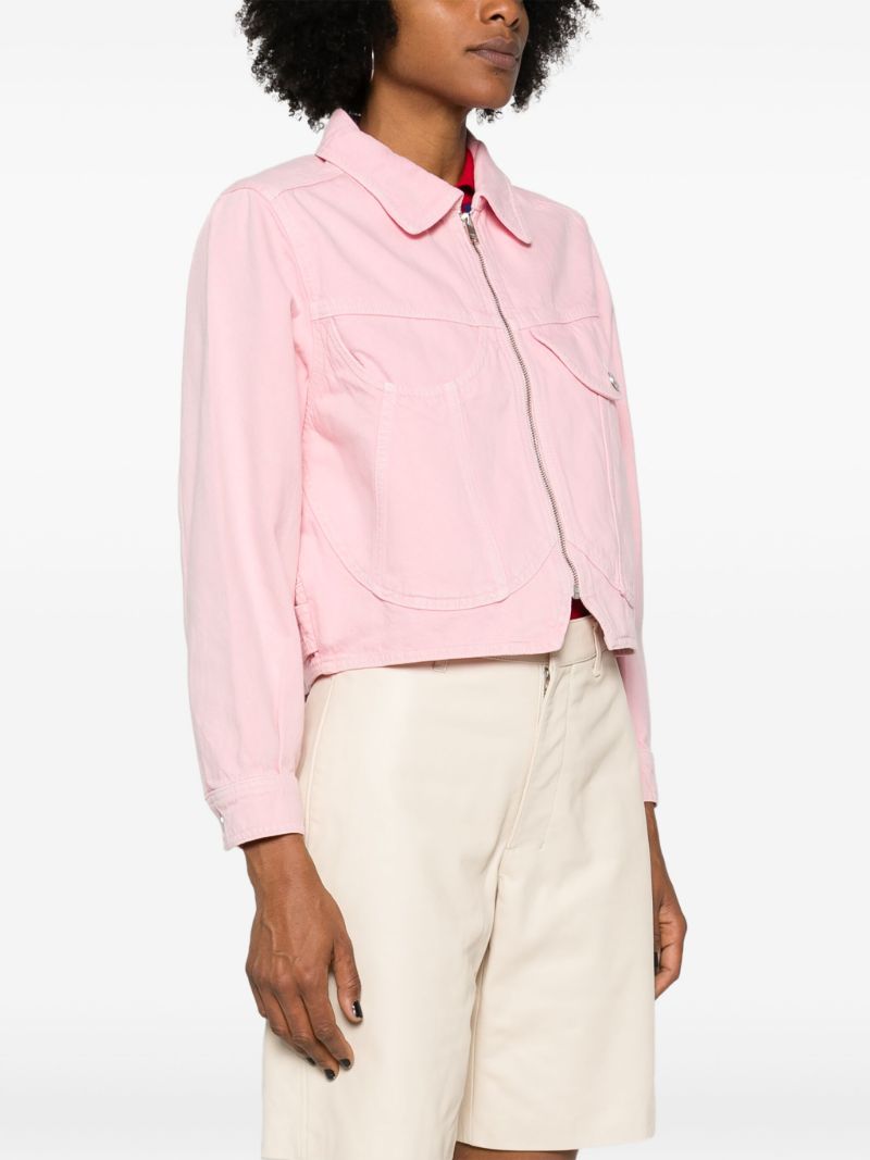 Pink Heart Cropped Denim Jacket