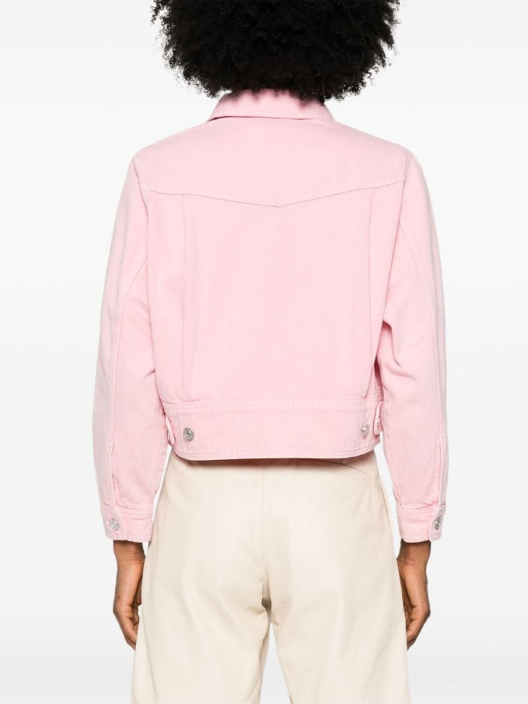 Pink Heart Cropped Denim Jacket