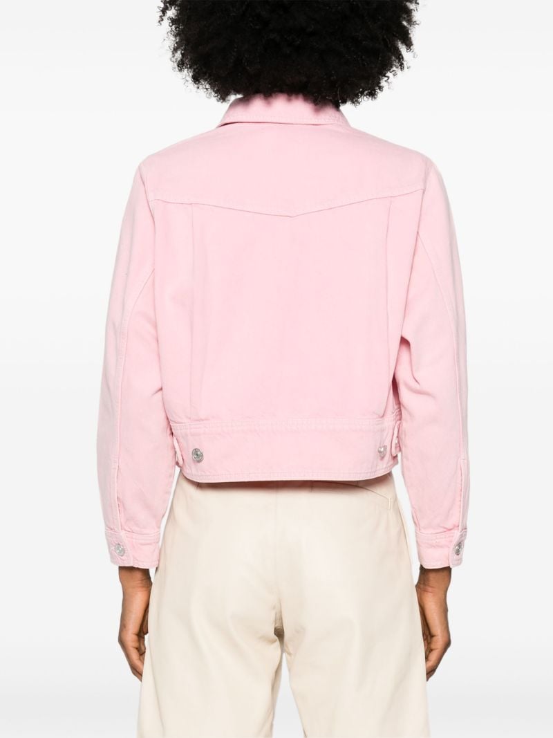 Pink Heart Cropped Denim Jacket