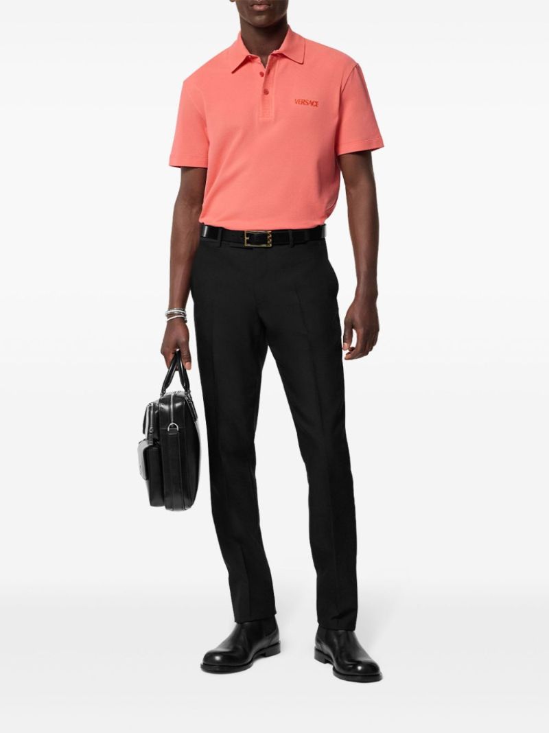 Orange Logo-embroidered Cotton Polo Shirt