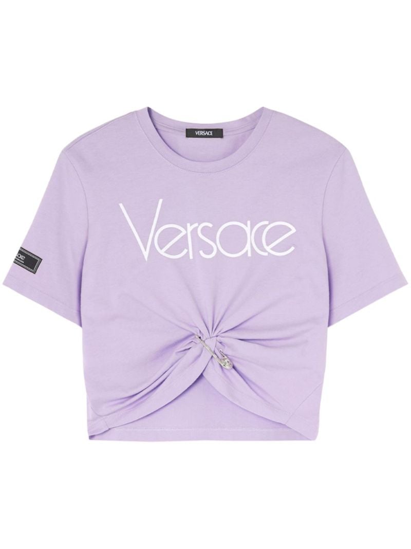 Purple Safety Pin Cotton T-shirt