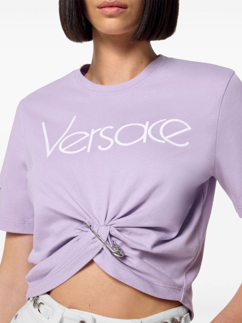 Purple Safety Pin Cotton T-shirt