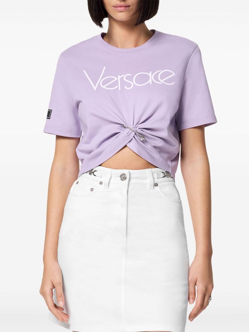 Purple Safety Pin Cotton T-shirt