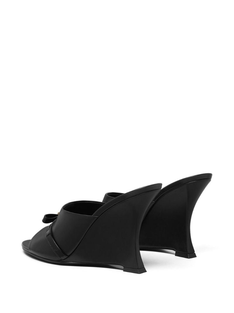 Black Gianni Ribbon 95 Leather Mules