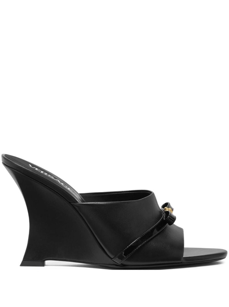 Black Gianni Ribbon 95 Leather Mules