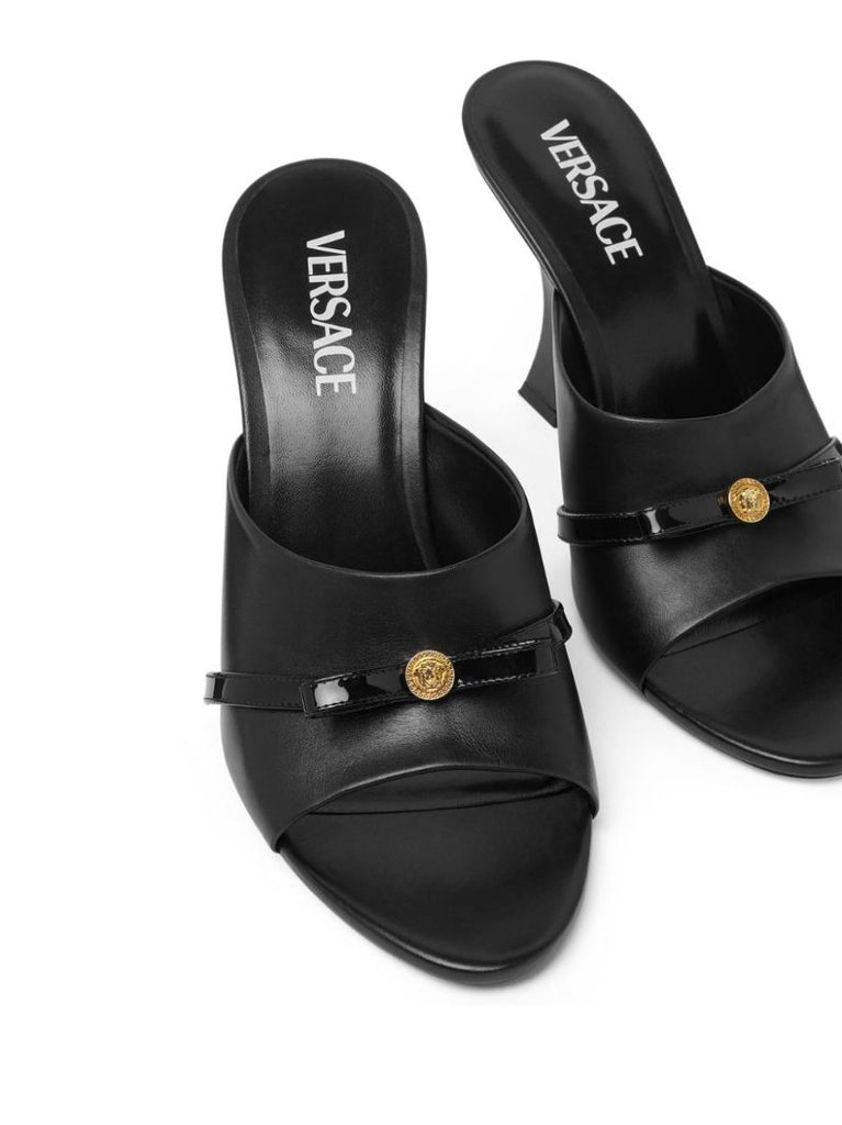 Black Gianni Ribbon 95 Leather Mules