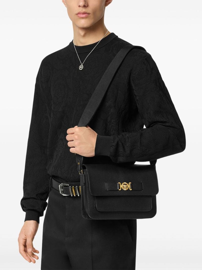 Black Medusa Biggie Leather Cross Body Bag