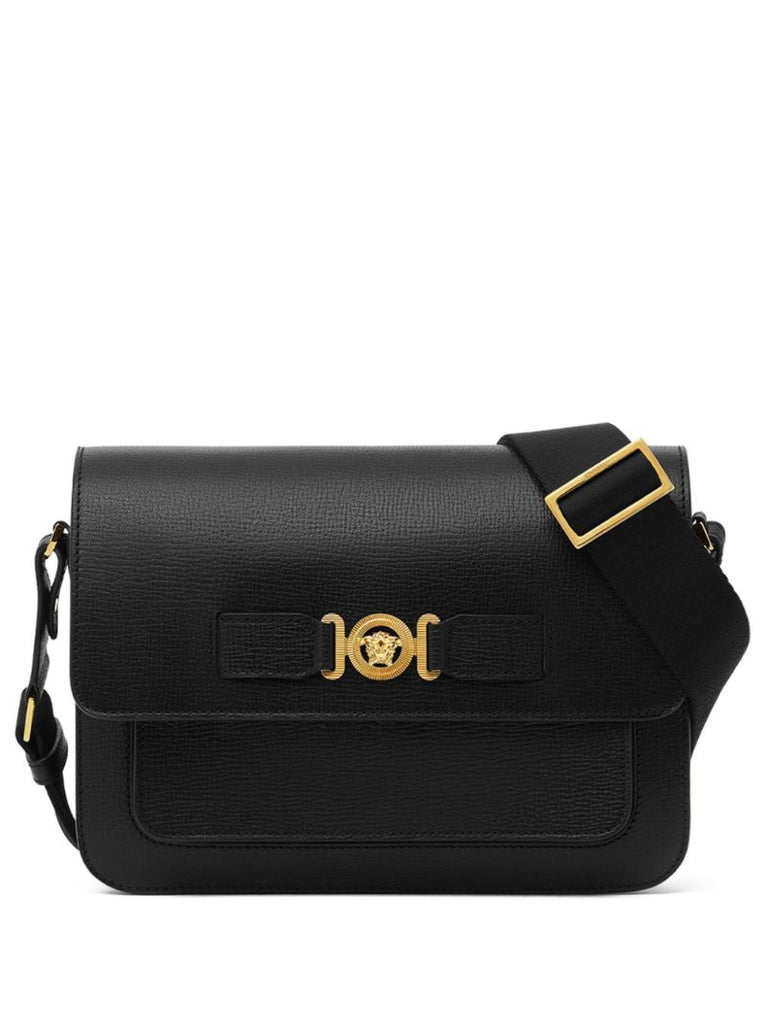 Black Medusa Biggie Leather Cross Body Bag
