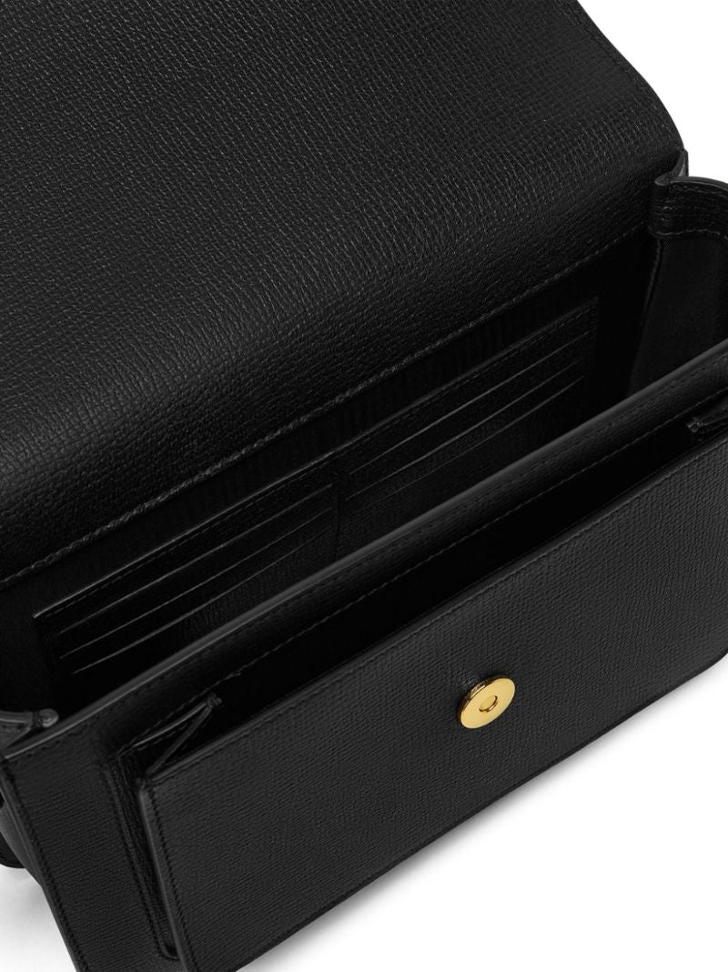 Black Medusa Biggie Leather Cross Body Bag