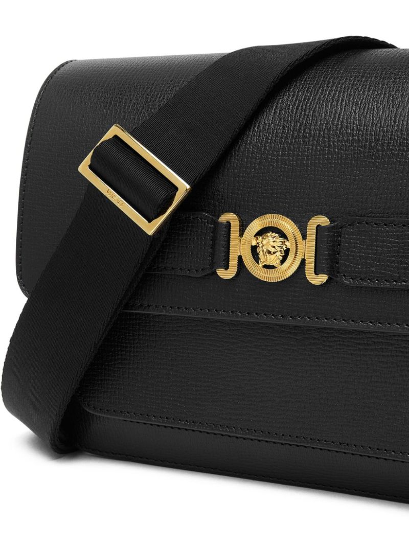 Black Medusa Biggie Leather Cross Body Bag