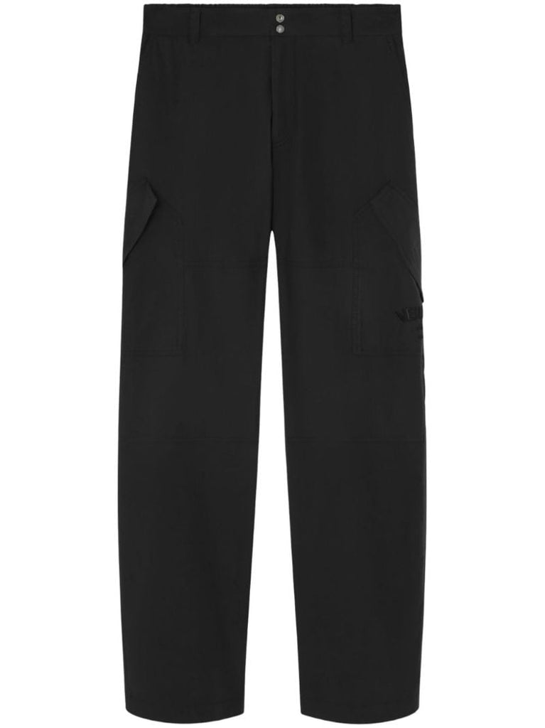 Black Milano Stamp-embroidery Straight Trousers