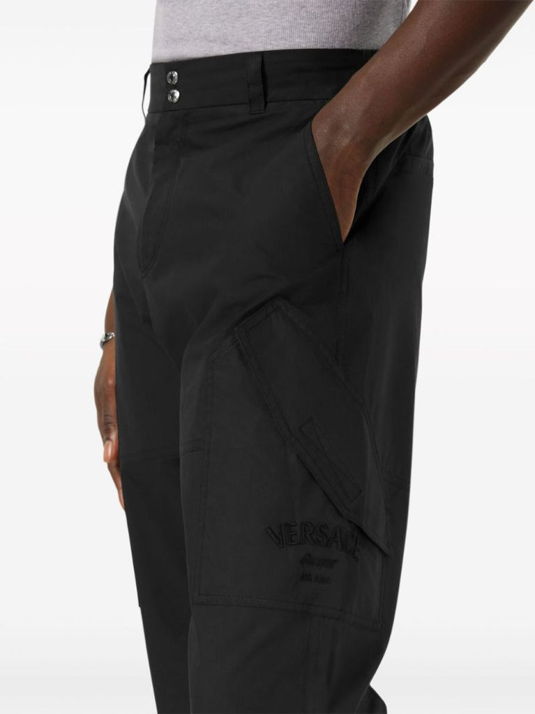 Black Milano Stamp-embroidery Straight Trousers