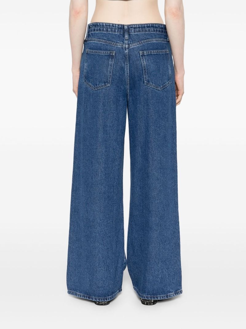 Blue Drawstring Wide Leg Jeans