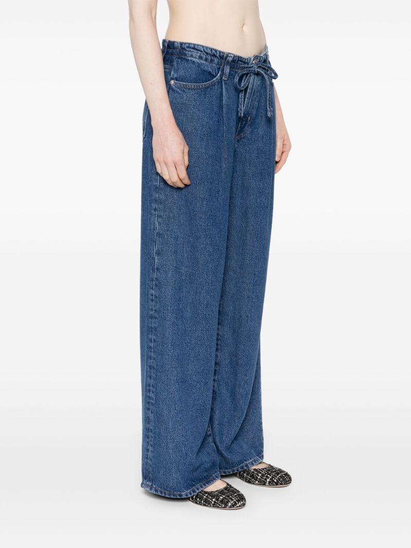 Blue Drawstring Wide Leg Jeans