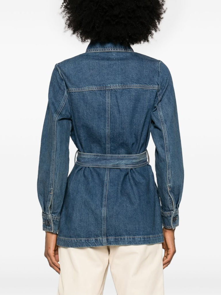 Blue Safari Belted Denim Jacket
